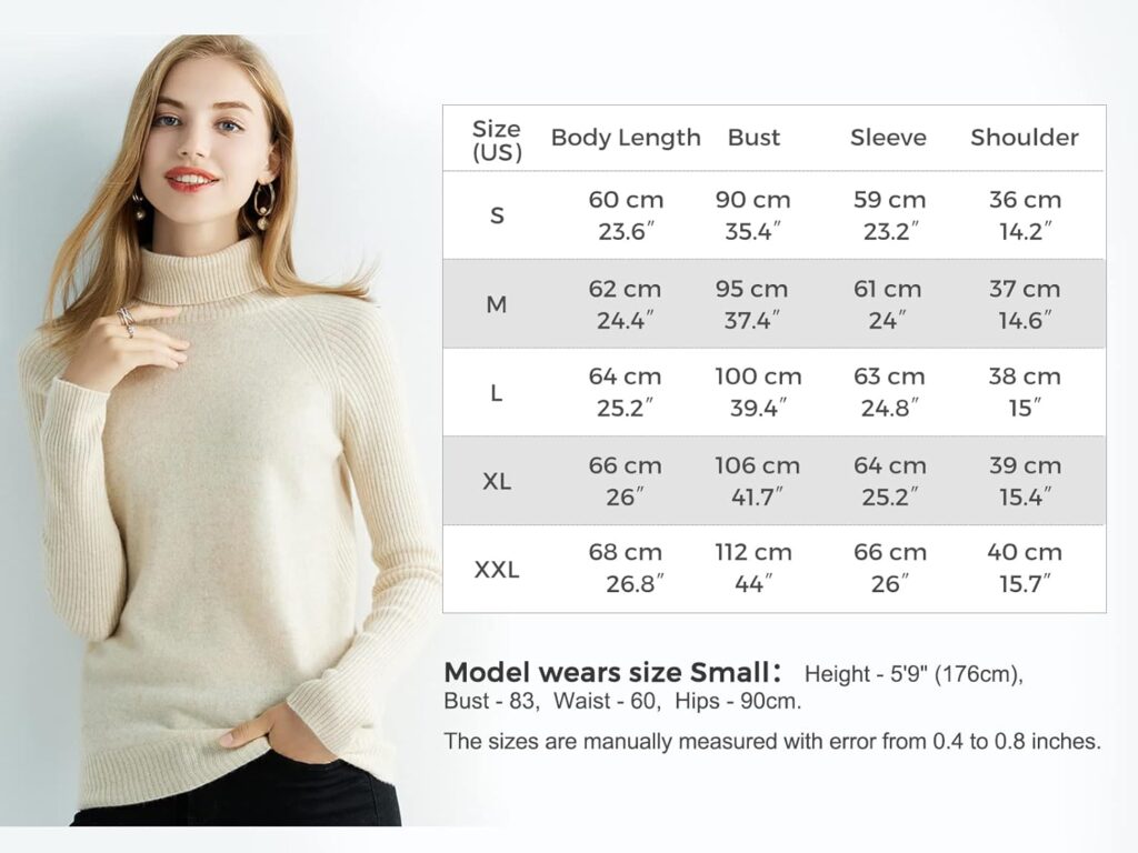 LINY XIN Womens Turtleneck 100% Merino Wool Fall Winter Long Sleeve Warm Soft Knitted Pullover Sweater Tops